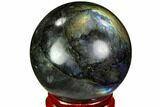 Flashy, Polished Labradorite Sphere - Great Color Play #105731-1